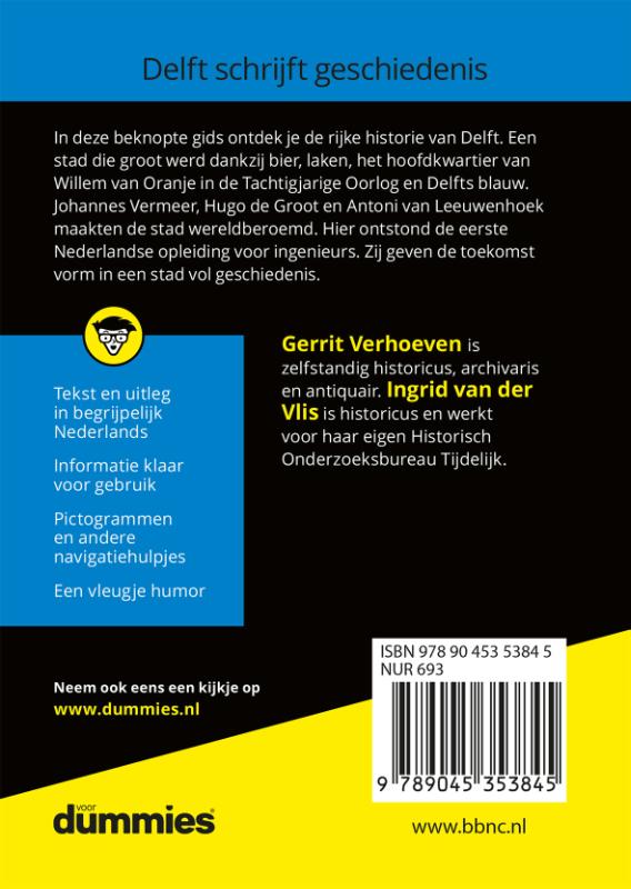 Achterkant van De kleine geschiedenis van Delft voor dummies