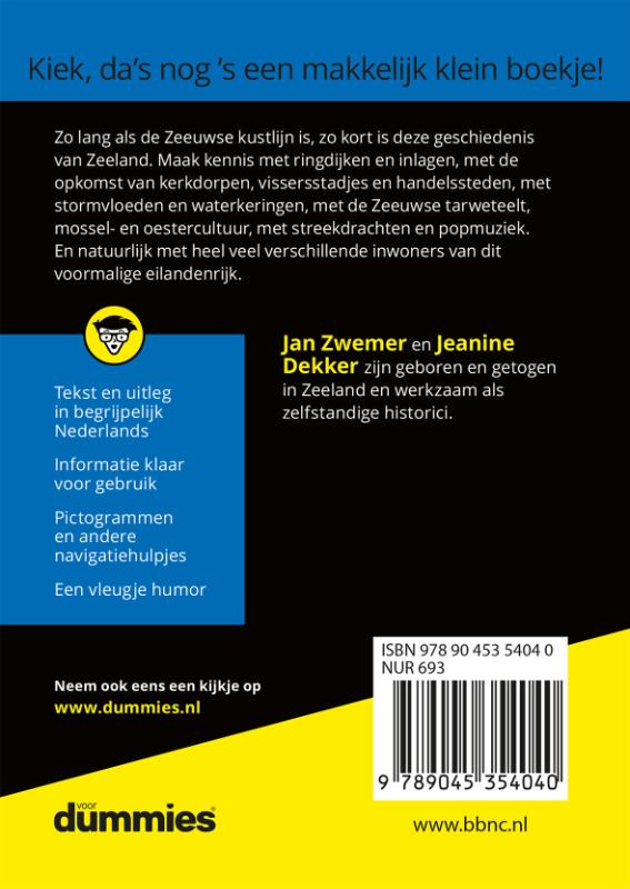 Achterkant van De kleine geschiedenis van Zeeland voor dummies