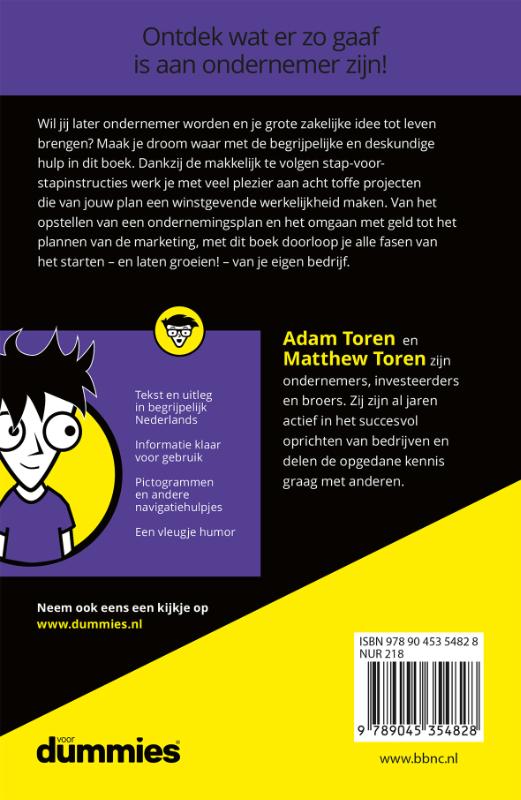 Achterkant van Een bedrijf starten voor kids voor Dummies