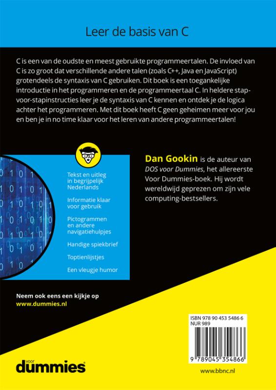 Achterkant van Programmeren met C voor Dummies