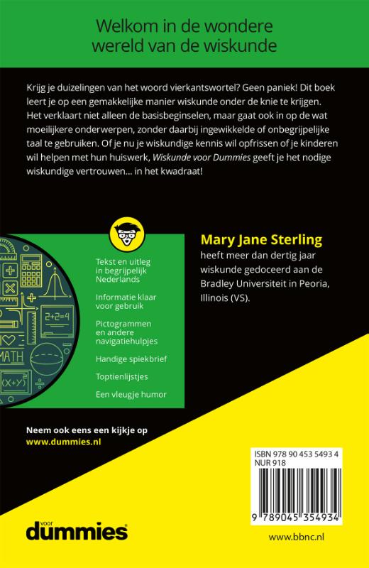 Achterkant van Wiskunde voor Dummies
