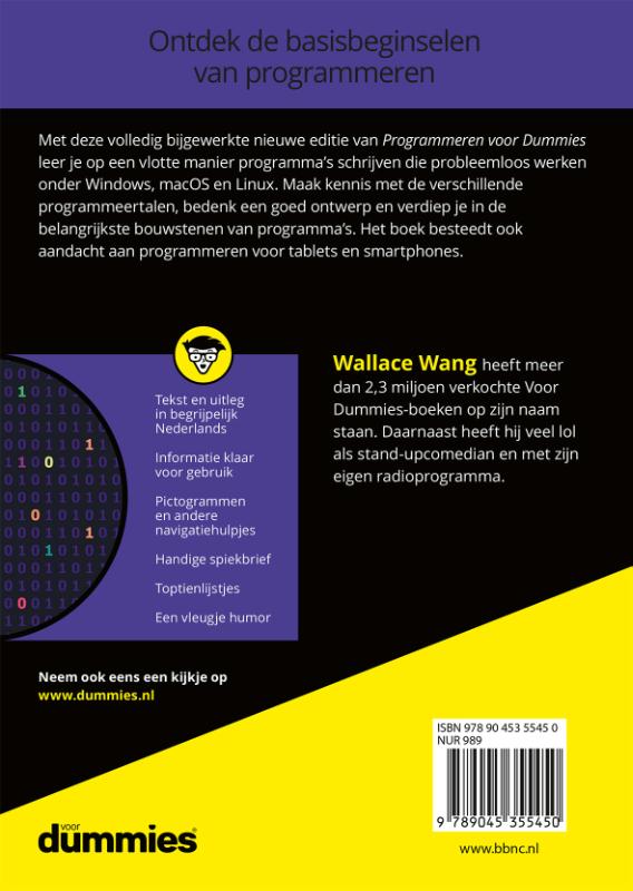 Achterkant van Programmeren voor Dummies