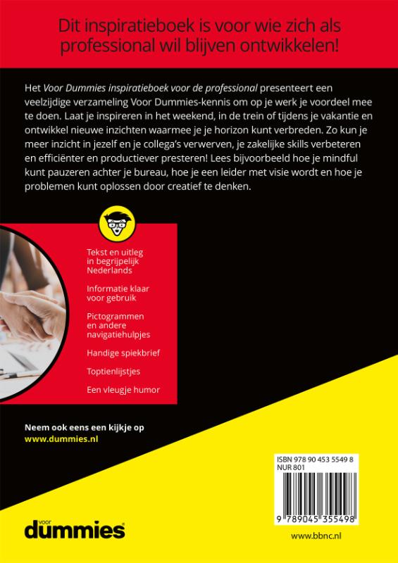 Achterkant van Voor Dummies inspiratieboek voor de professional