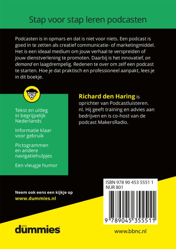 Achterkant van De kleine Podcasten voor Dummies