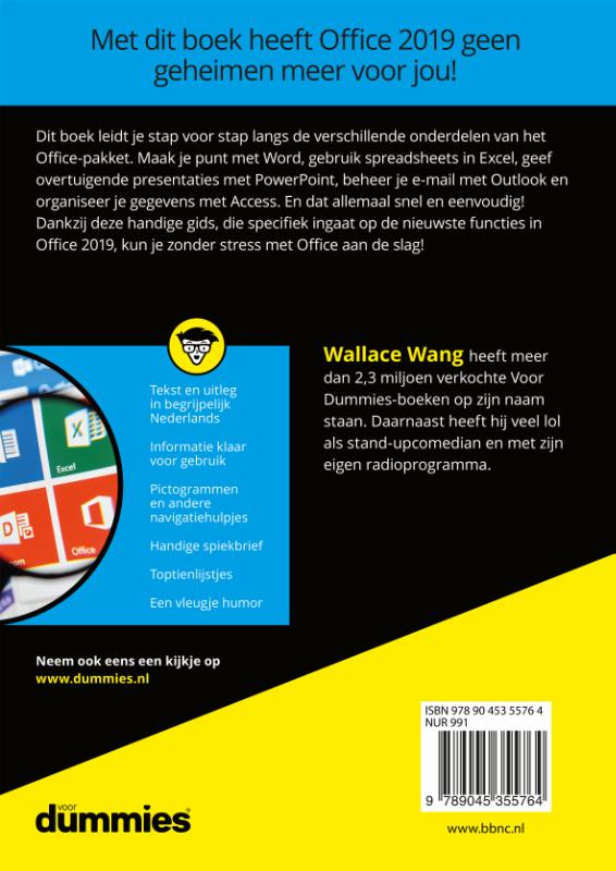 Achterkant van Microsoft Office 2019 voor Dummies