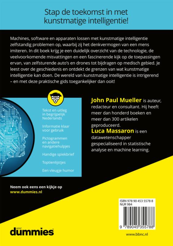 Achterkant van Kunstmatige intelligentie voor Dummies