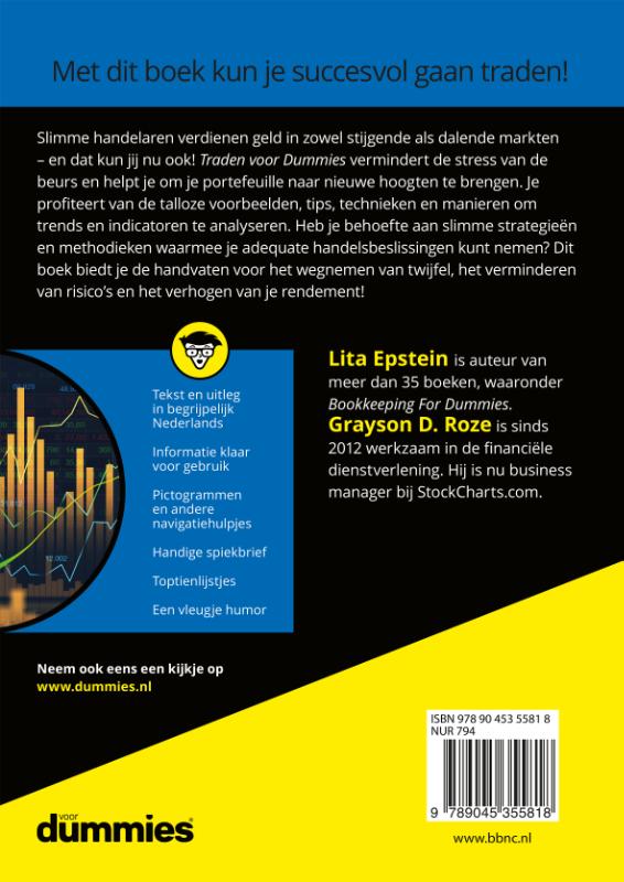 Achterkant van Traden voor Dummies