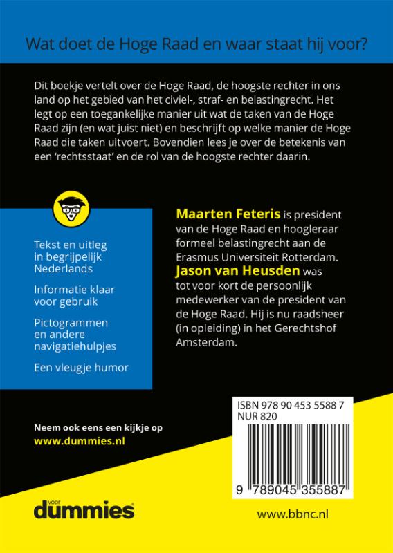 Achterkant van De kleine Hoge Raad voor Dummies
