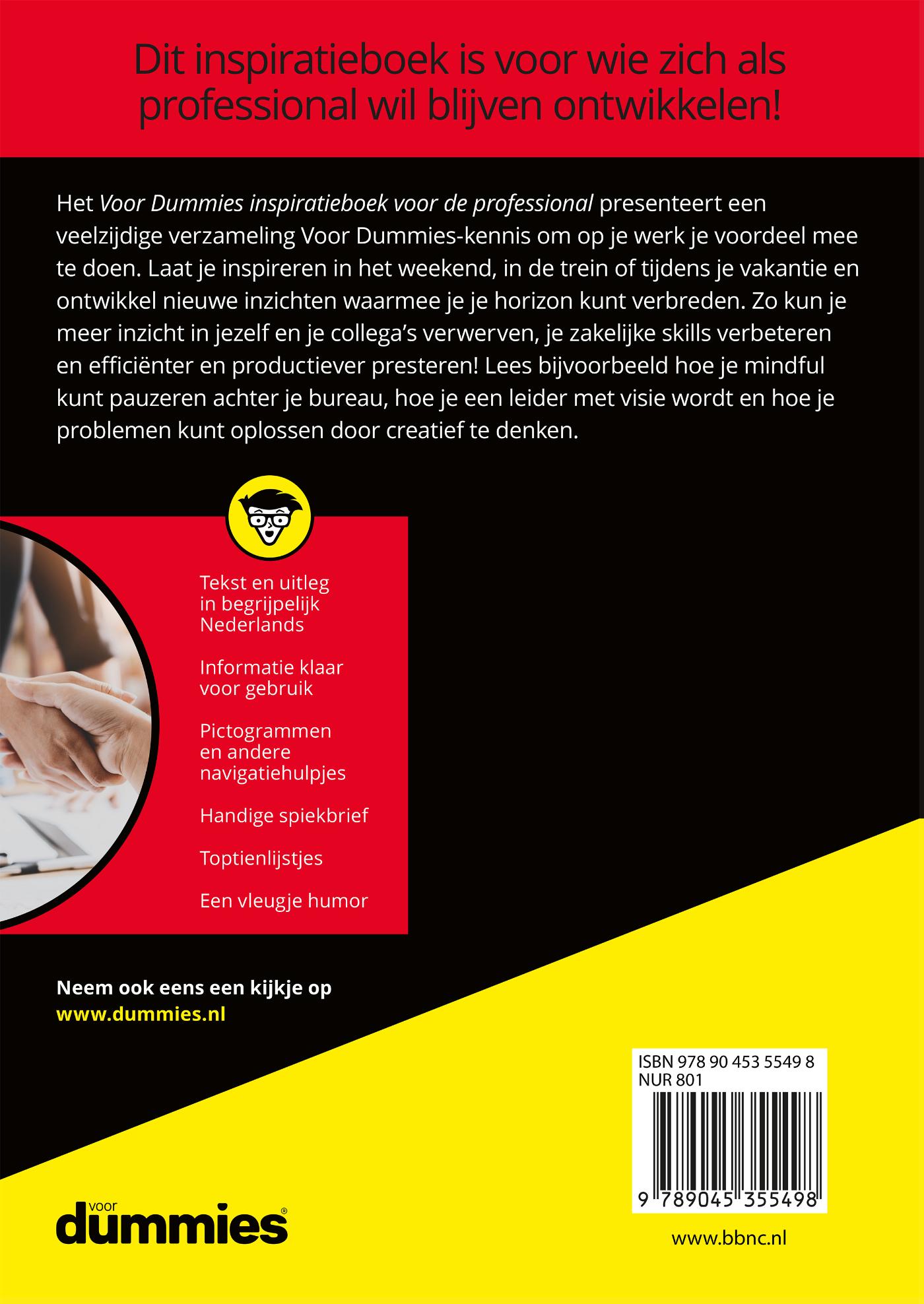 Achterkant van Voor Dummies inspiratieboek voor de professional