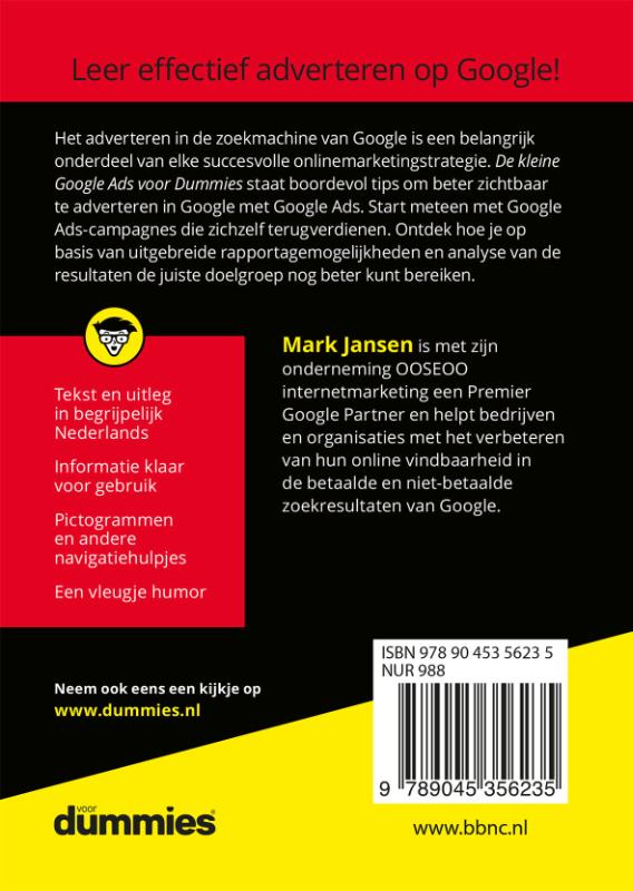 Achterkant van De kleine Google Ads voor Dummies