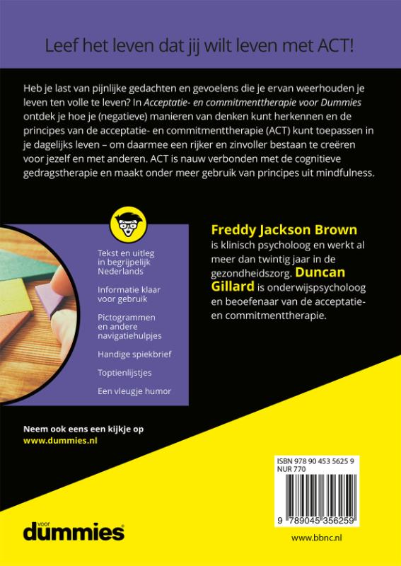 Achterkant van Acceptatie- en commitmenttherapie voor Dummies