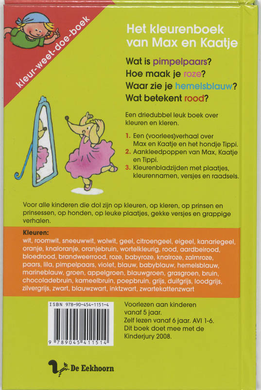 Achterkant van Het kleurenboek van Max en Kaatje