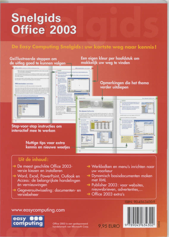Achterkant van Snelgids Office 2003
