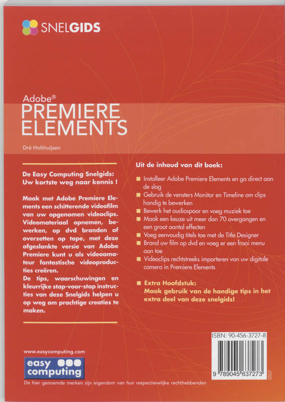 Achterkant van Snelgids Adobe premiere Elements
