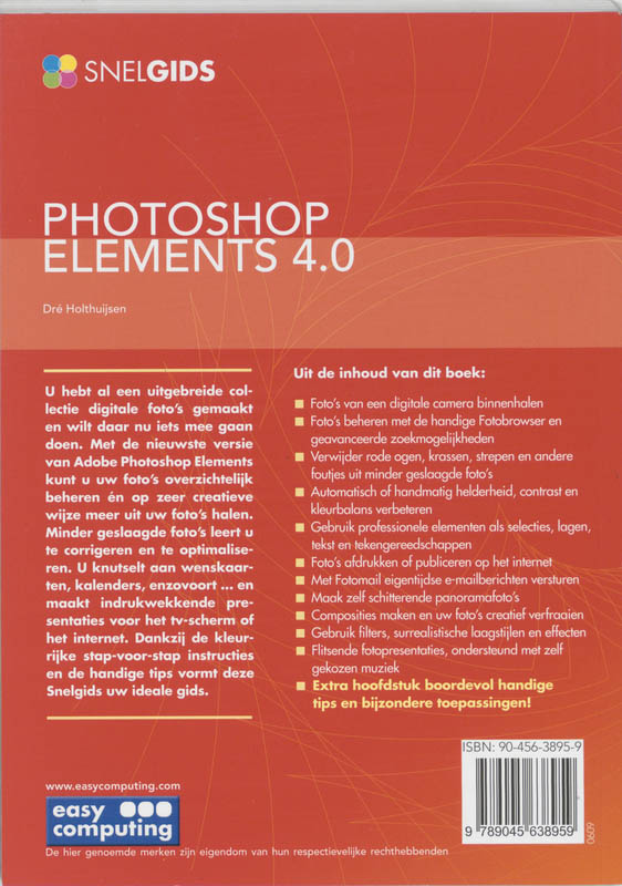 Achterkant van Snelgids Photoshop Elements 4.0