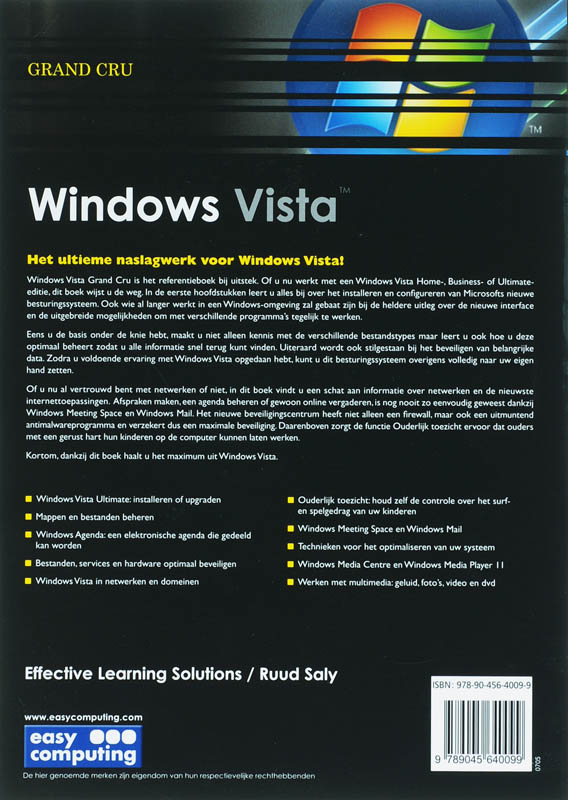 Achterkant van Grand Cru Windows Vista