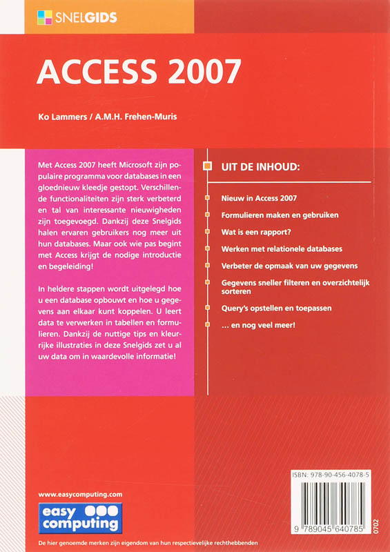 Achterkant van Snelgids Acces 2007