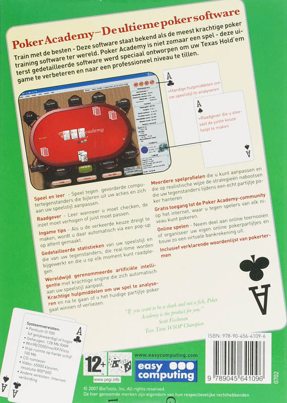 Achterkant van Poker Acedemy Standard