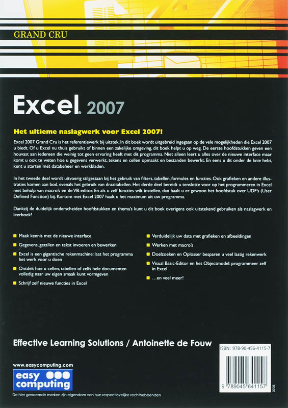 Achterkant van Excel 2007 Grand Cru
