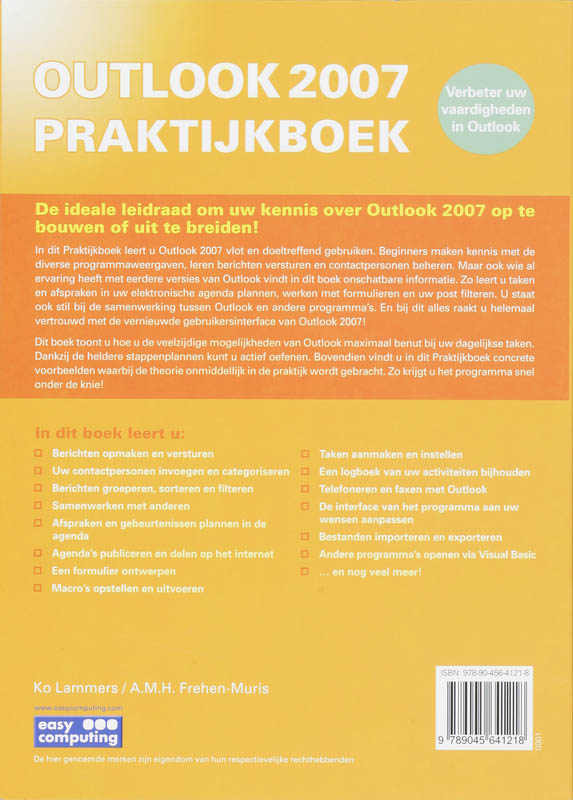 Achterkant van Outlook 2007 Praktijkboek