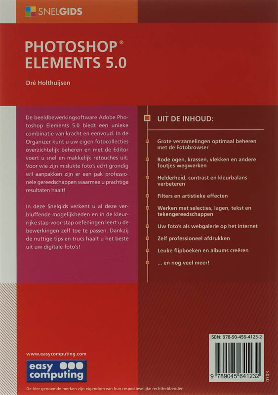Achterkant van Snelgids Photoshop elements 5.0