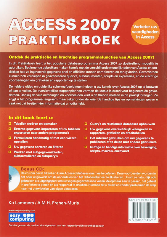 Achterkant van Acces 2007 Praktijkboek