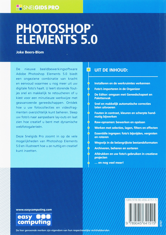 Achterkant van Photoshop elements 5.0