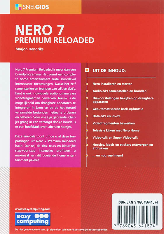 Achterkant van Snelgids Nero 7 Premium Reloaded
