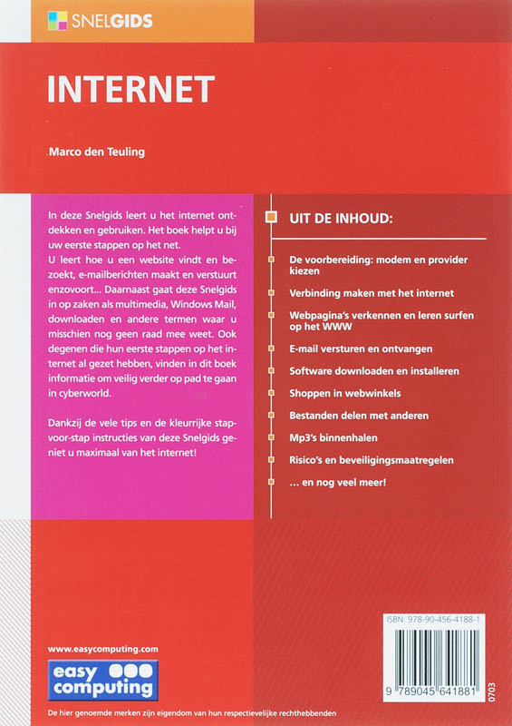 Achterkant van Snelgids Internet