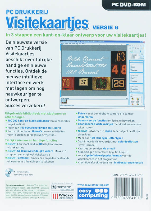 Achterkant van PC Drukkerij Visitekaartjes versie 6