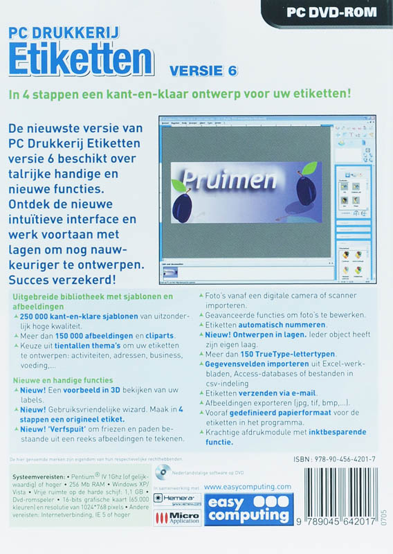 Achterkant van PC Drukkerij Etiketten versie 6