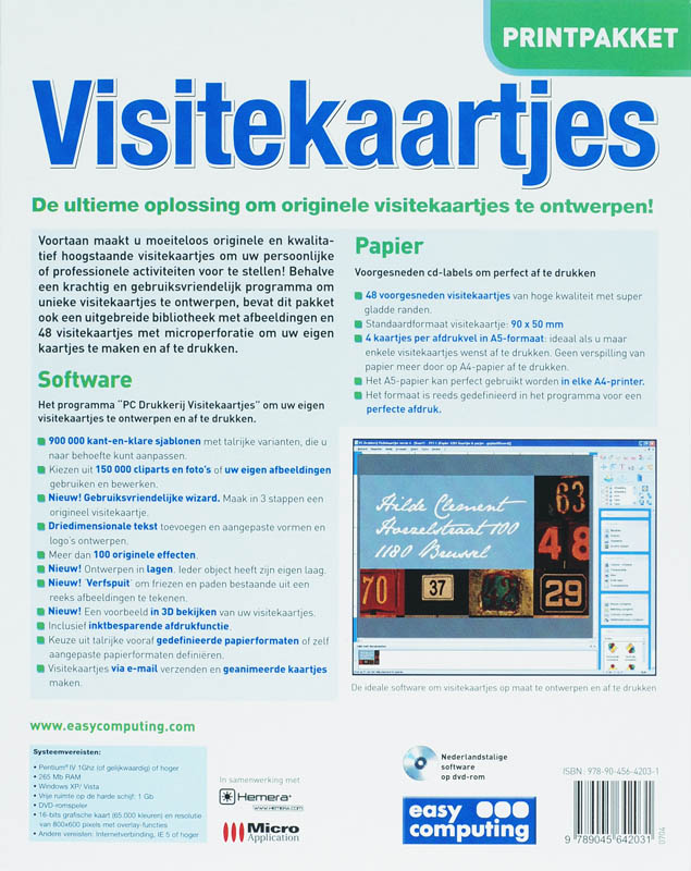 Achterkant van Printpakket Visitekaartjes