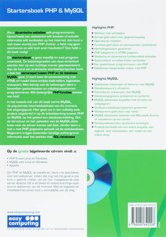 Achterkant van PHP & MYSQL startersboek
