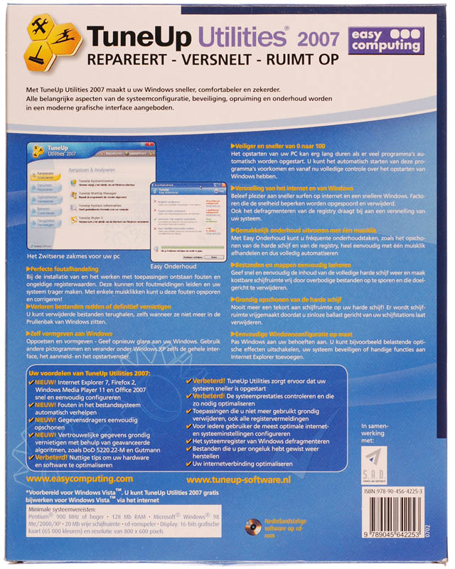 Achterkant van TuneUp Utilities 2007