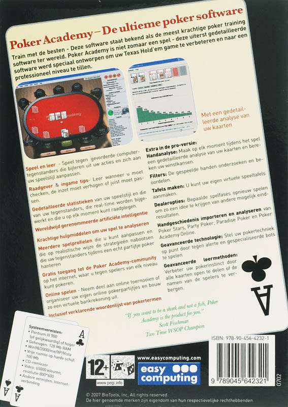 Achterkant van Poker Acedemy Professional