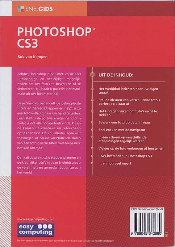 Achterkant van Snelgids photoshop CS3