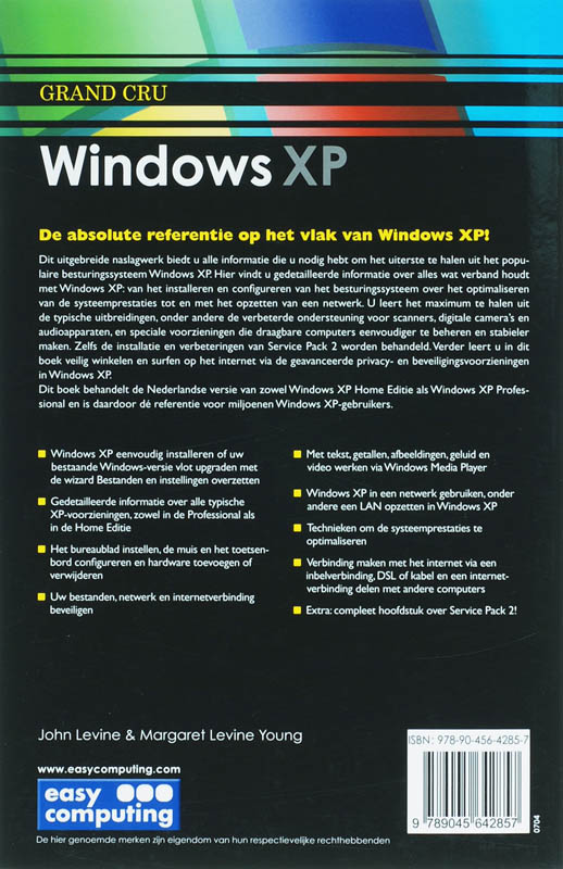 Achterkant van Windows XP Grand Cru