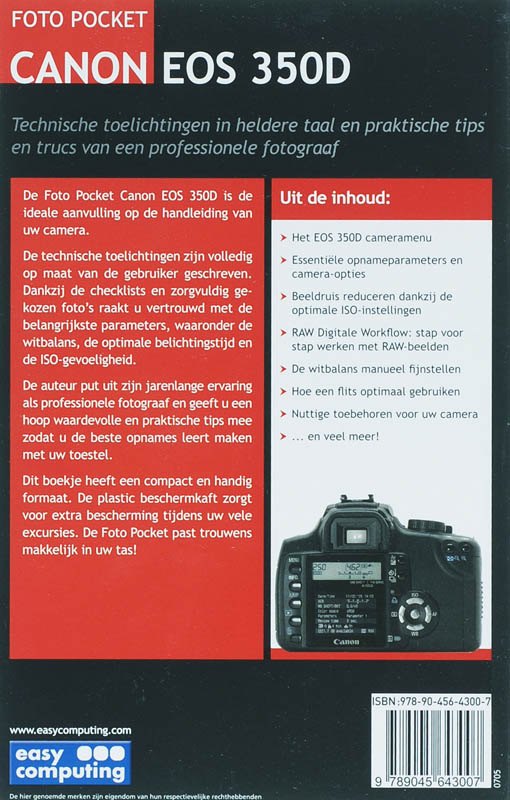 Achterkant van Fotopocket CANON EOS 350 D