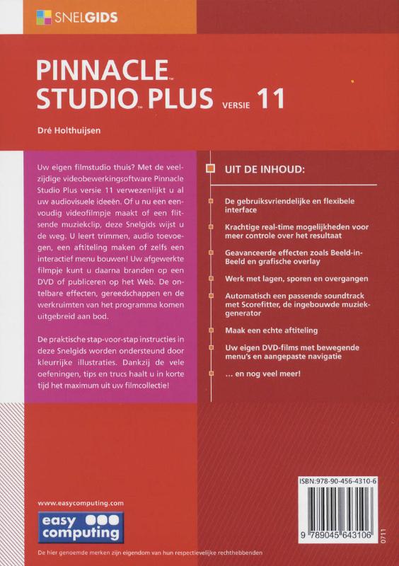 Achterkant van Snelgids Pinnacle Studio plus 11