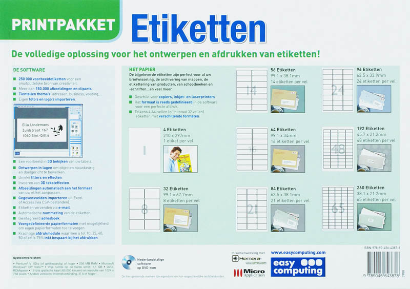 Achterkant van Printpakket etiketten