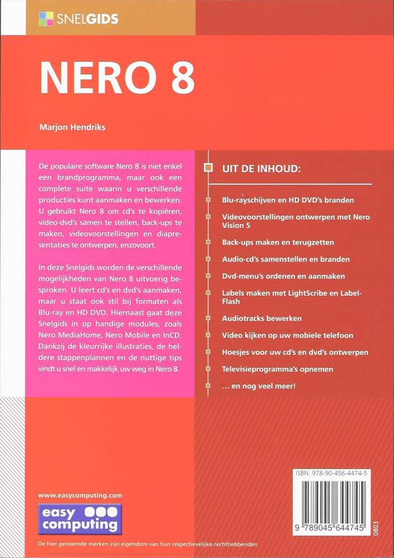Achterkant van Snelgids Nero 8