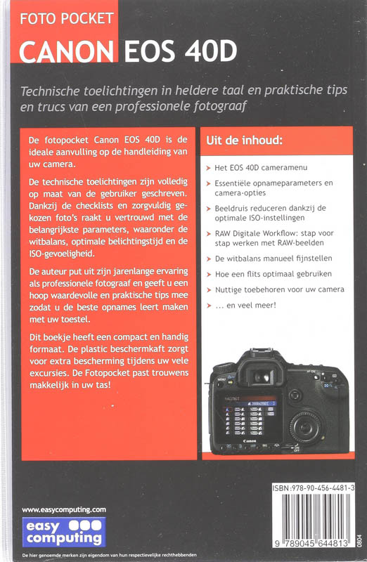 Achterkant van Foto Pocket Canon EOS 40D