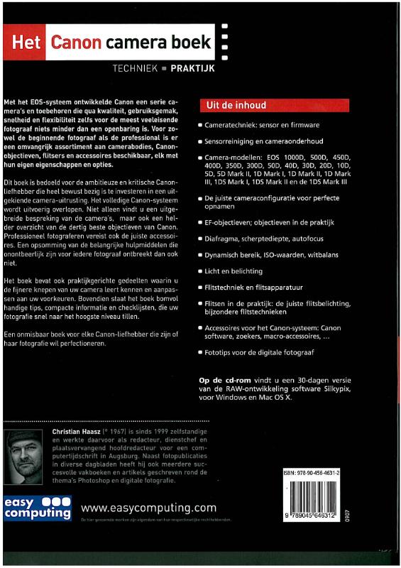 Achterkant van Het CANON camera boek