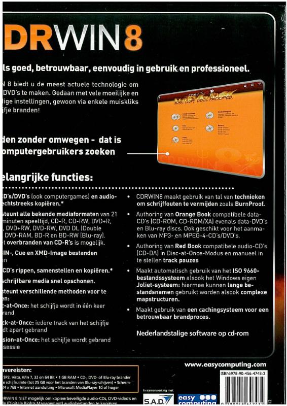 Achterkant van CDRWIN 8