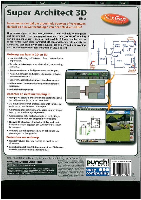 Achterkant van Super Architect 3D Zilver NEXGEN