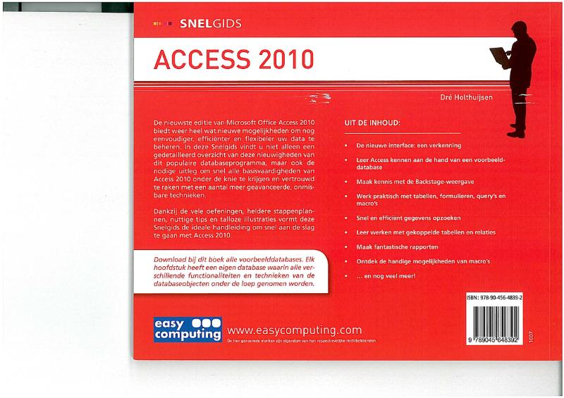 Achterkant van Snelgids Access 2010