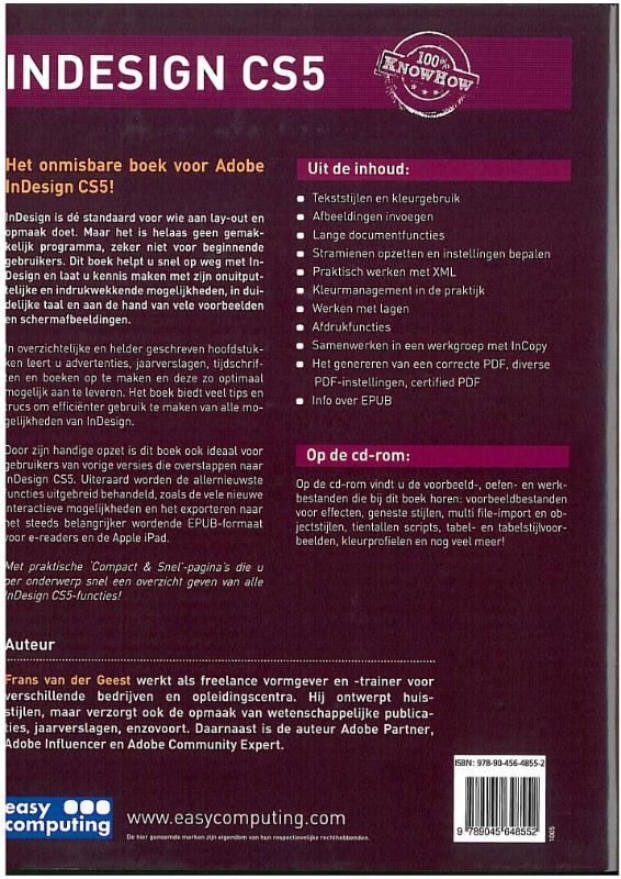 Achterkant van Indesign CS5