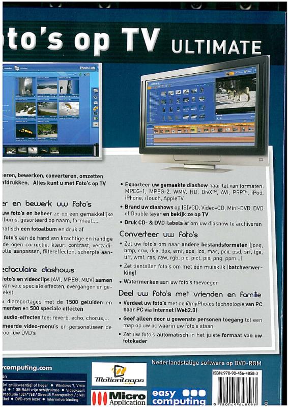 Achterkant van Foto's op TV Ultimate 8.0