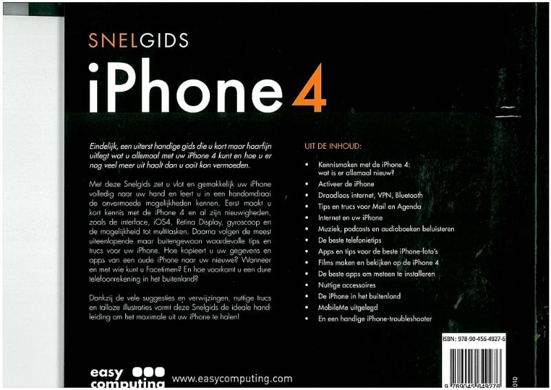 Achterkant van Snelgids IPHONE 4