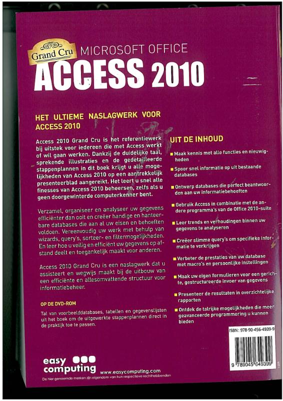 Achterkant van ACCESS 2010 GRAND CRU